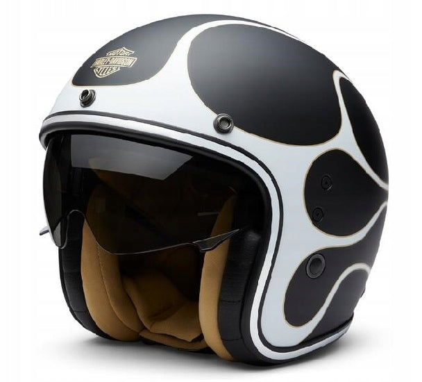 HELMET HARLEY DAVIDSON 3/4 BLACK MAT FLAMES M