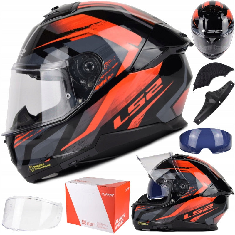 HELMET LS2 FF808 STREAM II FURY BLACK RED-06 M