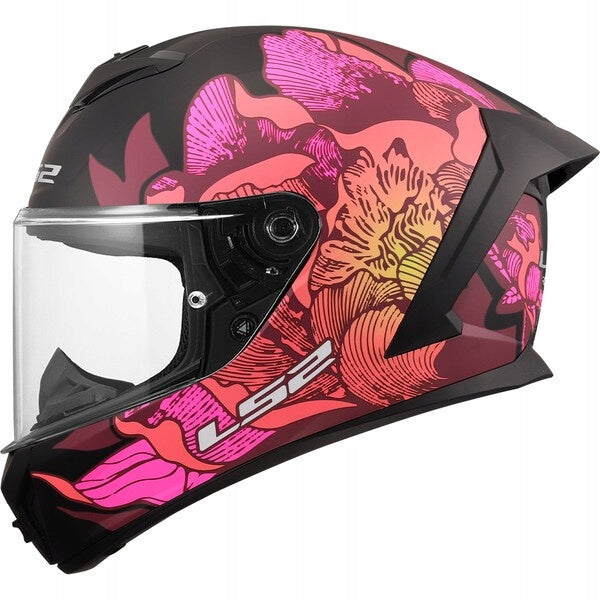 HELMET LS2 FF820 RAPID III POPPIES BLACK PINK MAT BLACK AND PINK Size XS
