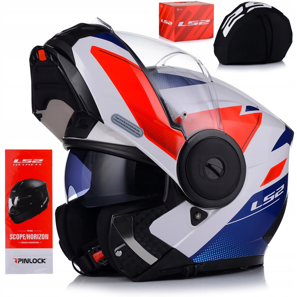 HELMET LS2 FF902 SCOPE II DURIA WHITE BLUE RED-06 L Size L