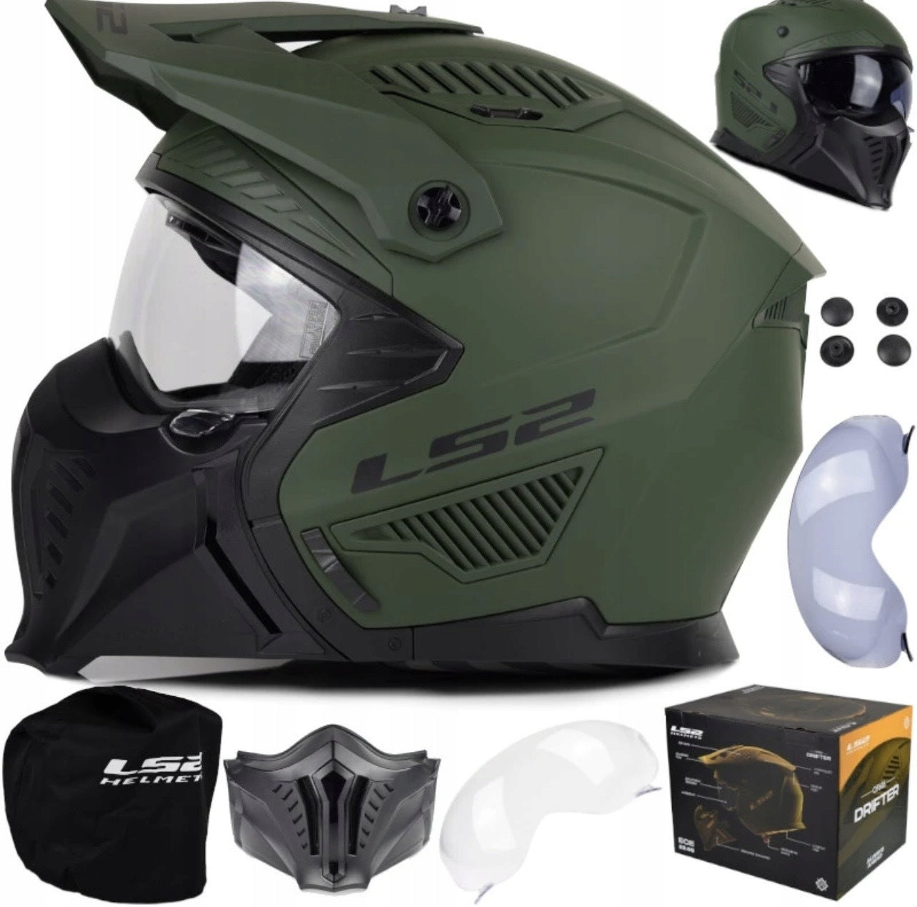 HELMET LS2 OF606 DRIFTER SOLID MATT MILI GREEN-06 XXL