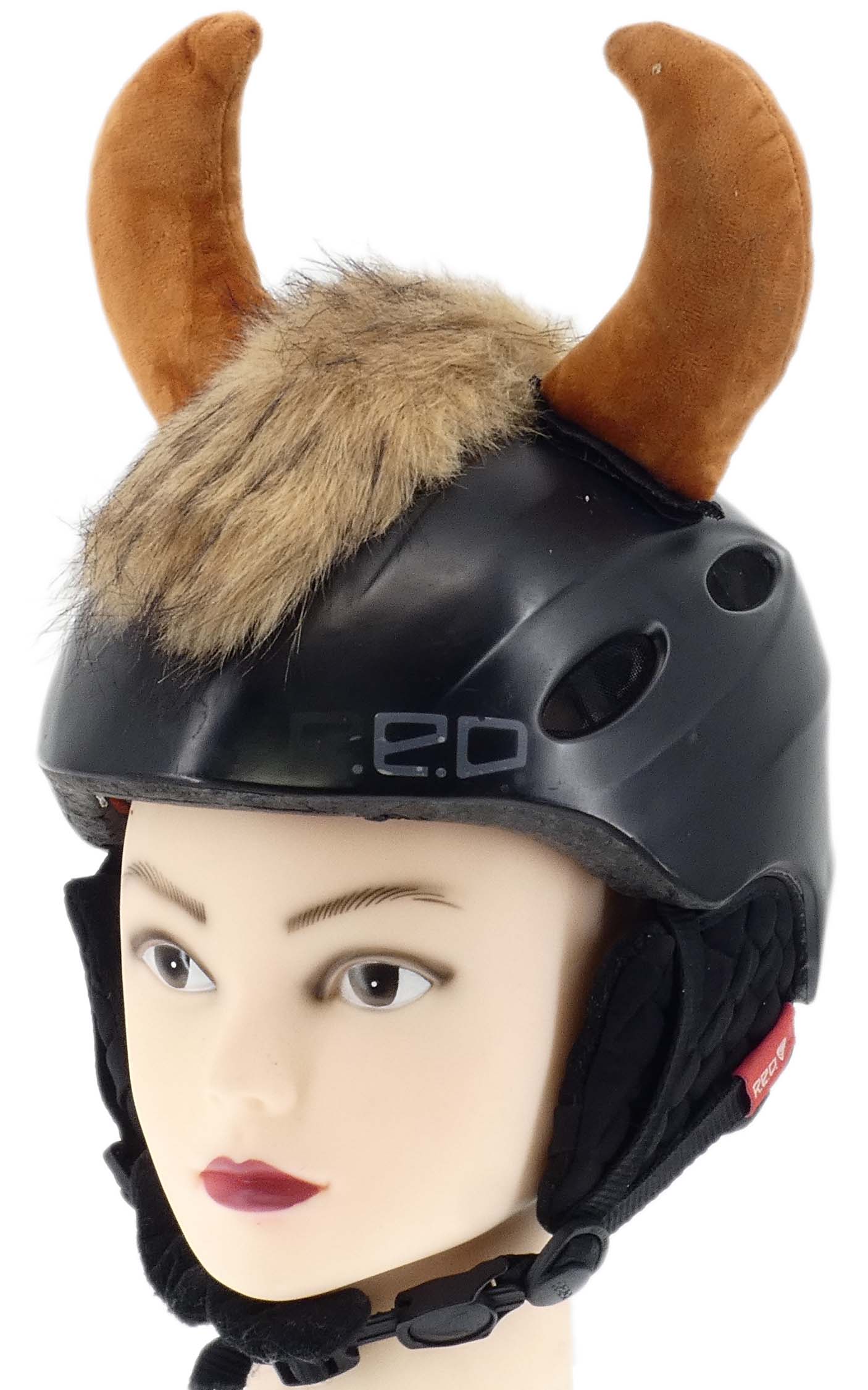 HELMET ORNAMENT FOR MOTORCYCLE HELMET VELCRO HORNS BULL FURRY Manufacturer no brand