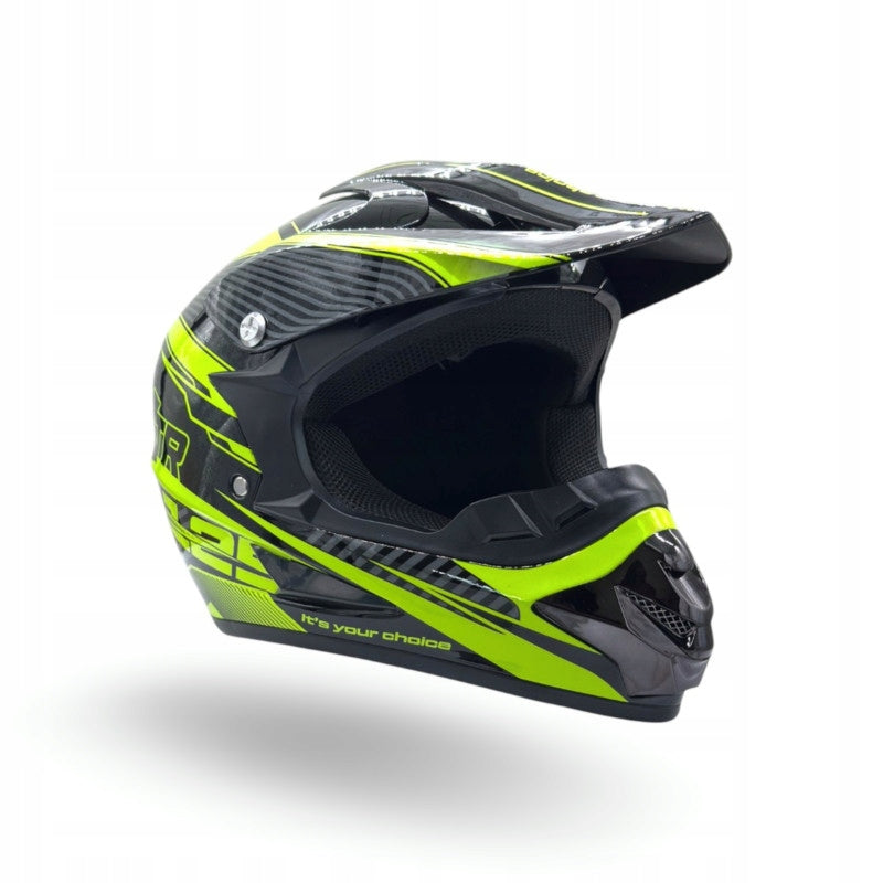 HELMET XTR JUNIOR CHILDREN'S CROS ENDURO MOTORCYCLE SCOOTER LIME M Manufacturer no brand