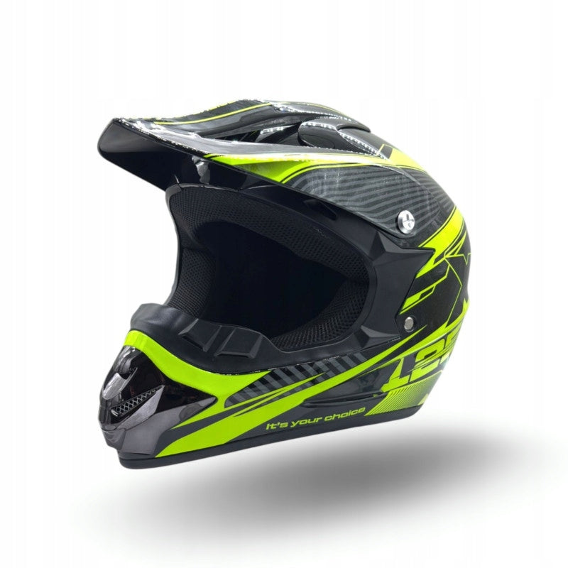 HELMET XTR JUNIOR CHILDREN'S CROS ENDURO MOTORCYCLE SCOOTER LIME M
