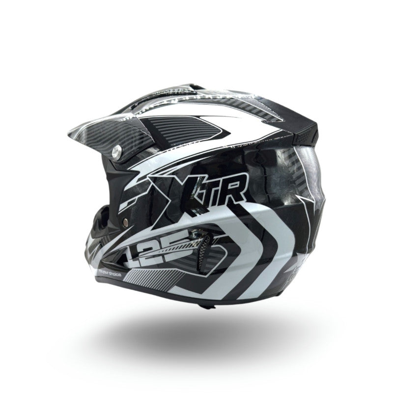 HELMET XTR JUNIOR CHILDREN'S CROSS ENDURO MOTORCYCLE SCOOTER BLACK AND WHITE L Manufacturer no brand