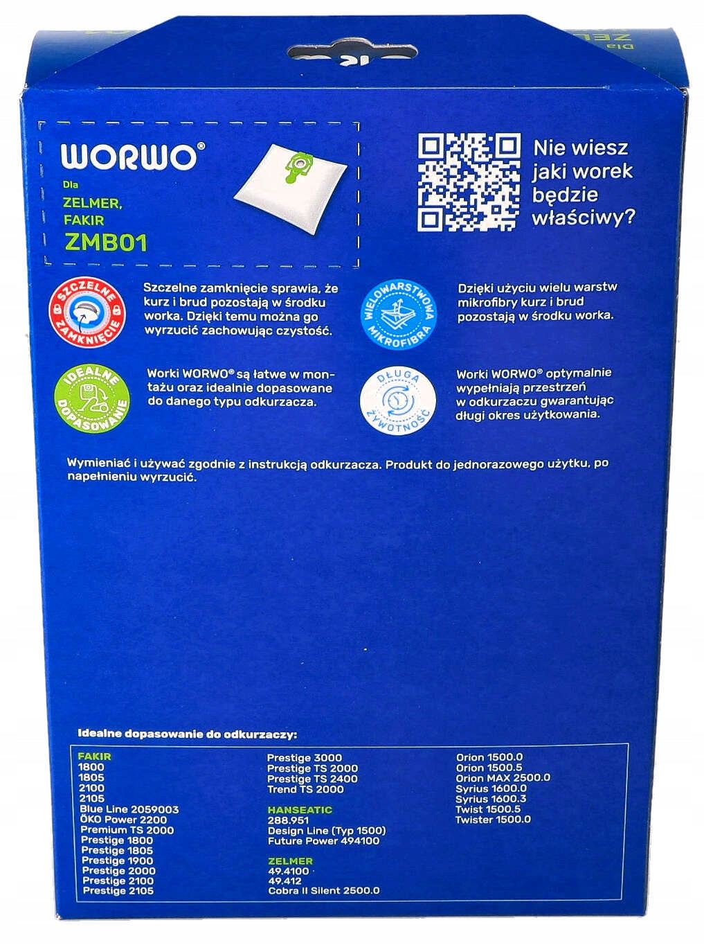 HEPA FILTER BAGS 12pcs ZELMER SYRIUS ORION COBRA 2 Manufacturer code ZMB01K x3 5000.0050