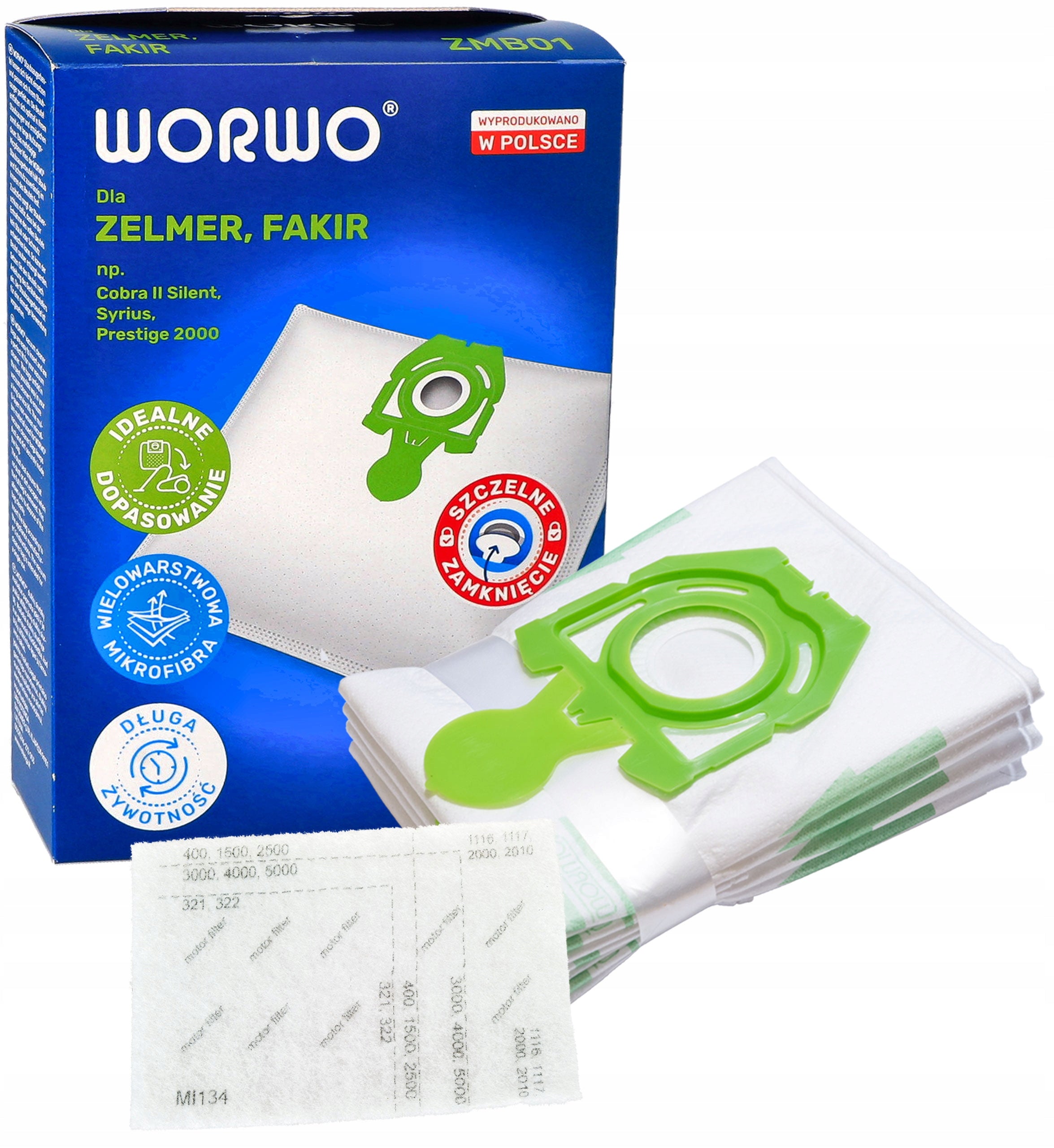 HEPA FILTER BAGS 12pcs ZELMER SYRIUS ORION COBRA 2 Packaging status original