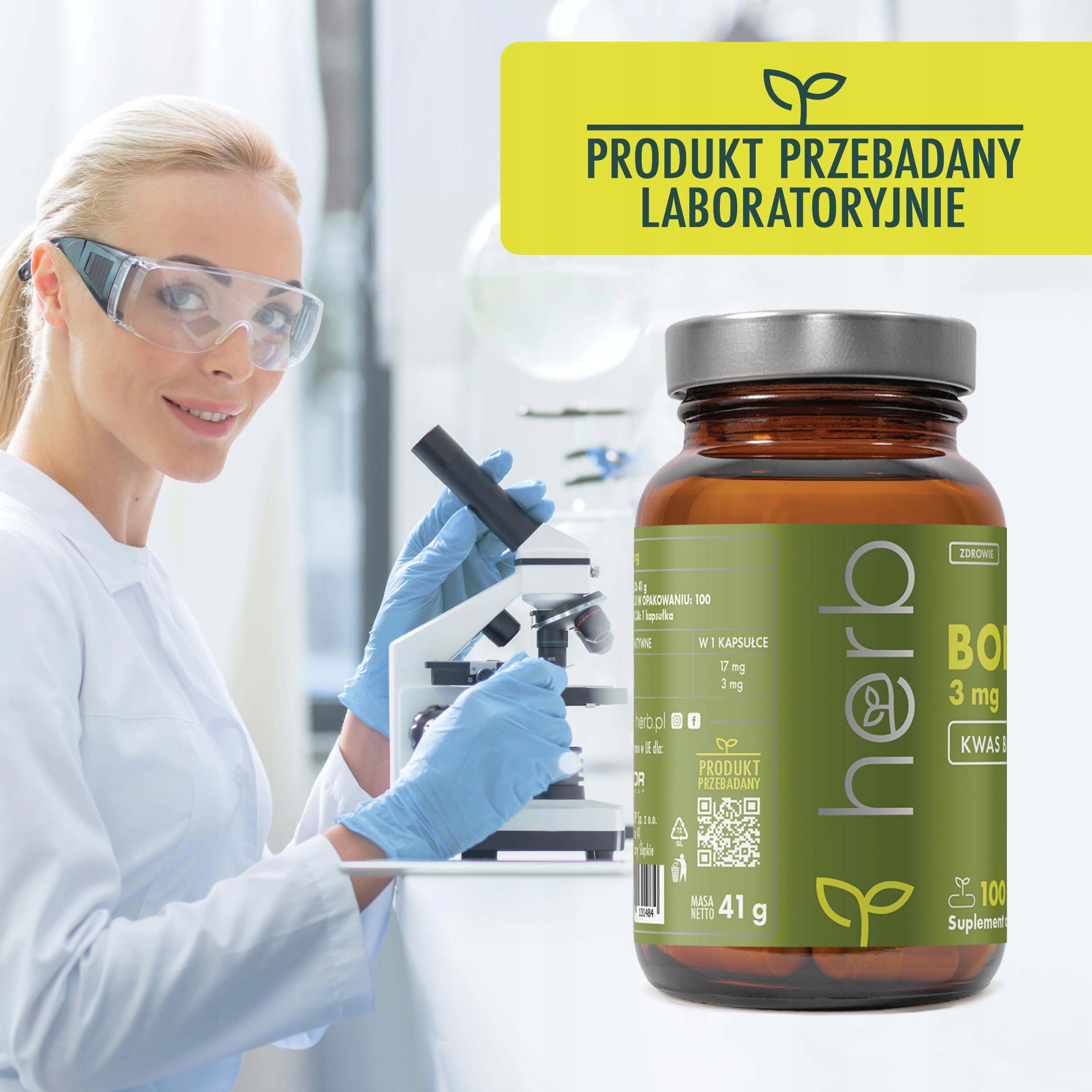 HERB BOR 3mg BORIC ACID 100 vege kaps BORON BONES JOINTS MUSCLES Packaging status original