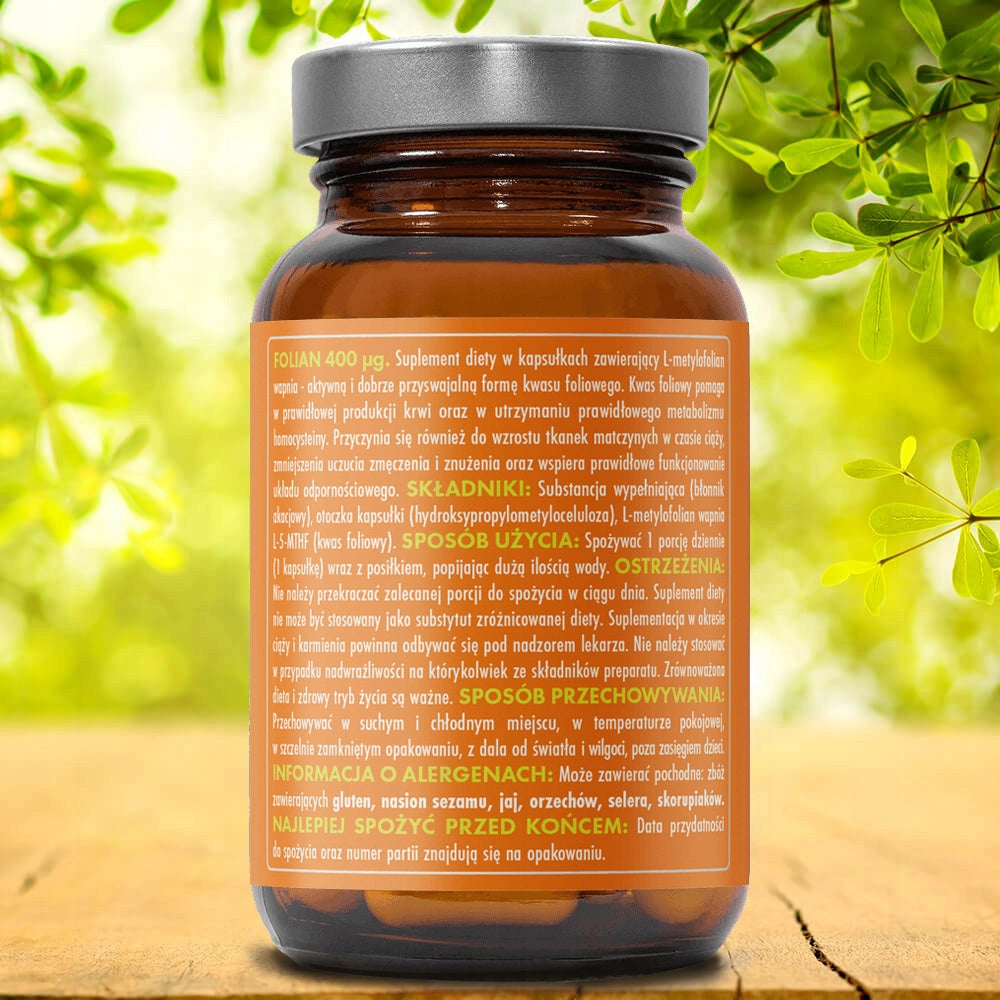 HERB FOLIAN FOLIC ACID METHYLOFOLATE 5-MTHF 400ug 120vcap PREGNANCY IMMUNITY Expiration date at least 1 year from the date of purchase