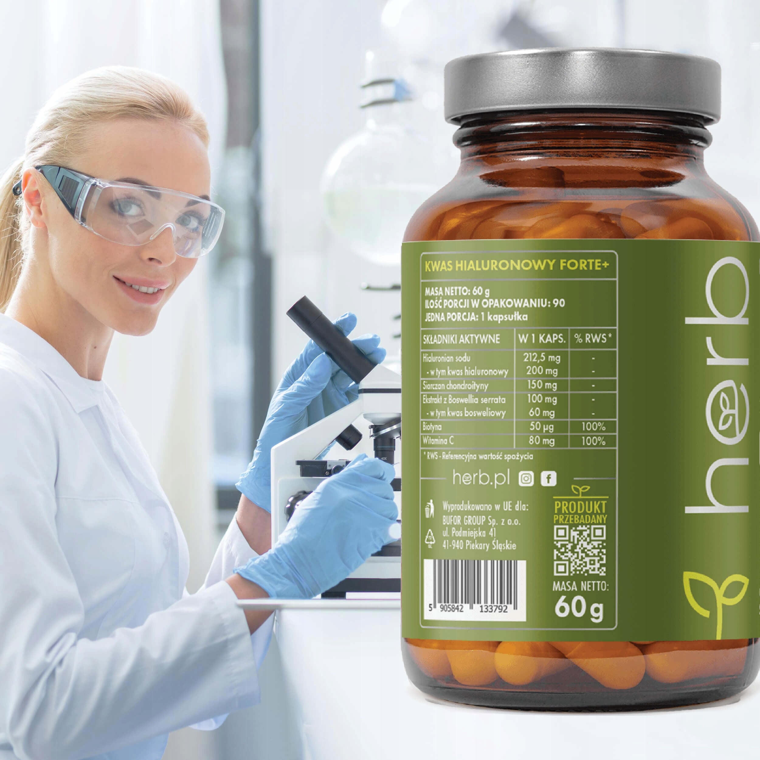 HERB HYALURONIC ACID FORTE+ 200mg 90 vege kaps CHONDROITIN BOSWELLIA Manufacturer code Hyaluronic Acid Forte +