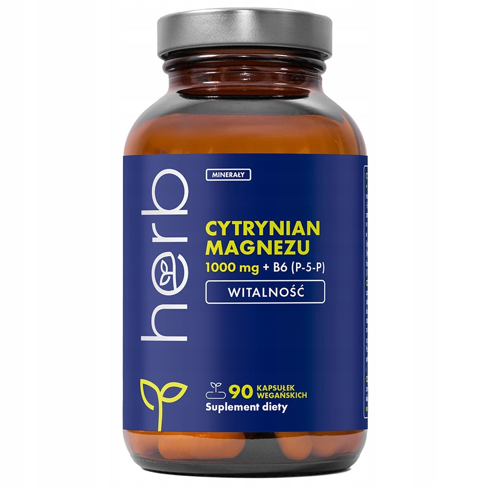HERB MAGNESIUM CITRATE 1000mg + B6 P-5-P 90 vcaps MUSCLE STRESS CONTRACTIONS