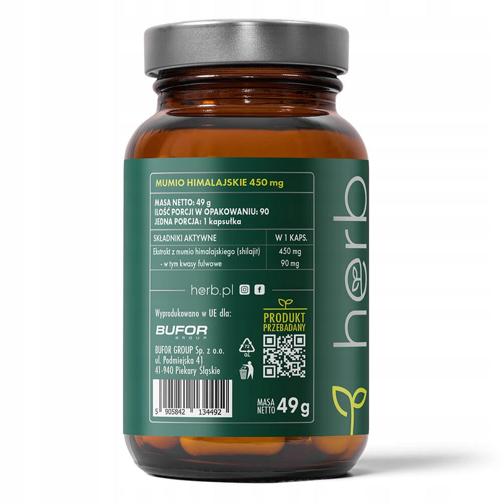 HERB MUMIO HIMALAYAN SHILAJIT 450mg 90vcaps FULVIC ACIDS 20% EXTRACT Brand Herb