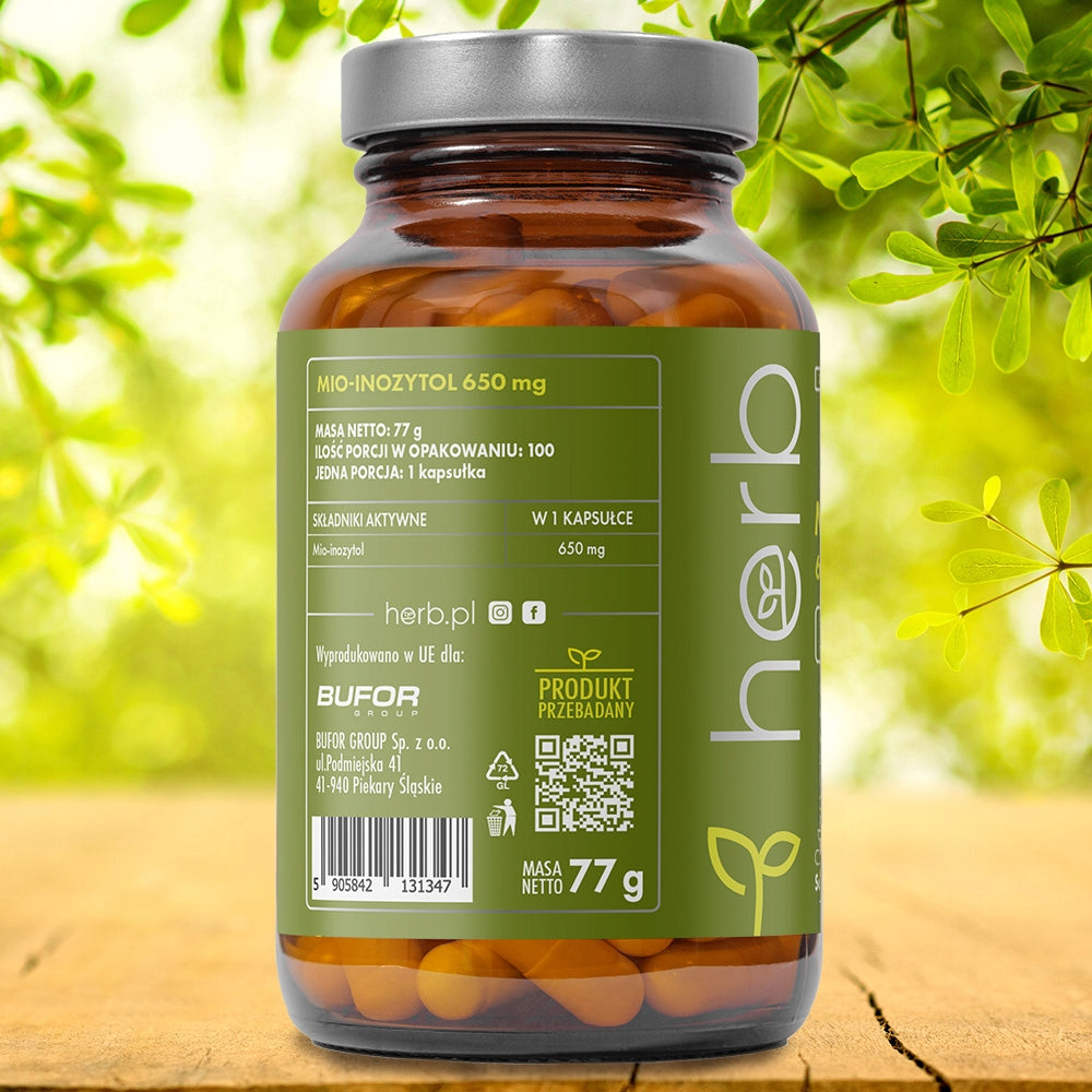 HERB MYO-INOSITOL 650mg 100vcaps B8 FERTILITY WELLNESS STRESS PCOS Expiration date at least 1 year from the date of purchase