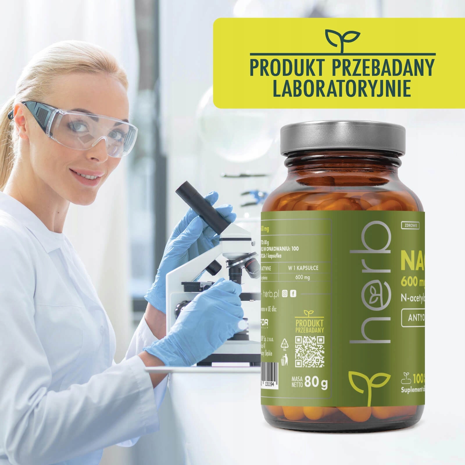 HERB NAC 600 mg 100 vcaps N-ACETYL L-CYSTEINE ANTIOXIDANT, DETOX EAN (GTIN) 5905842131194