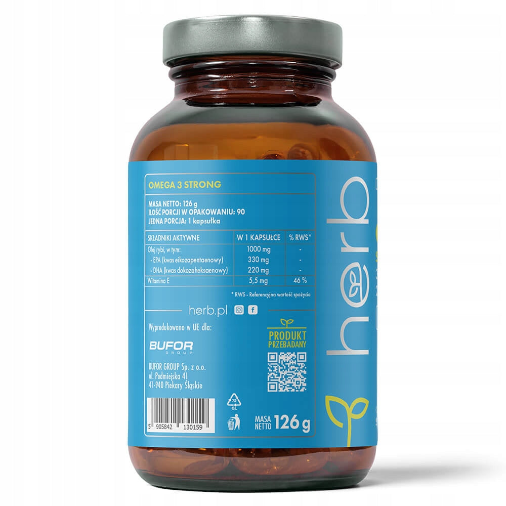 HERB Omega-3 Strong 90caps OMEGA 3 330 EPA 220 DHA BRAIN HEART Medical device no