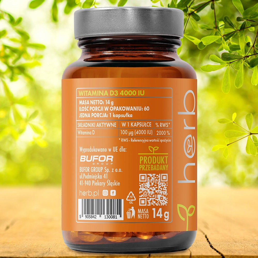 HERB VITAMIN D-3 4000IU 60sgels BONE RESISTANCE Brand Herb