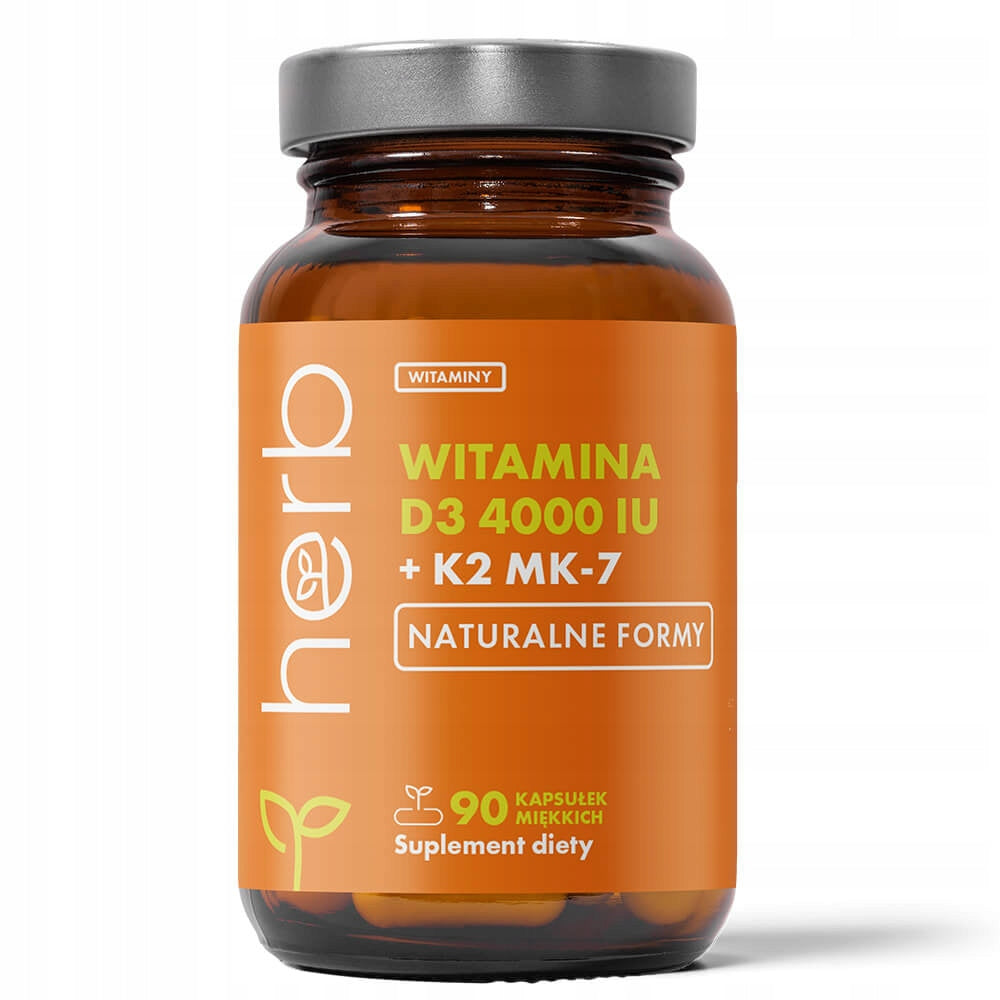 HERB VITAMIN D3 4000 IU + K2 MK-7 90 vege softgel BONE RESISTANCE HEART