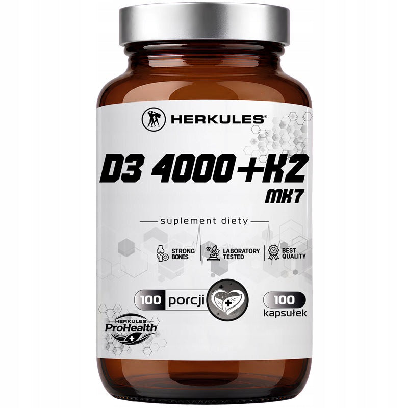 HERKULES D3 4000+K2 MK7 100caps FOR RESISTANCE HEALTHY BONES STRONG TEETH STRONG Packaging status original