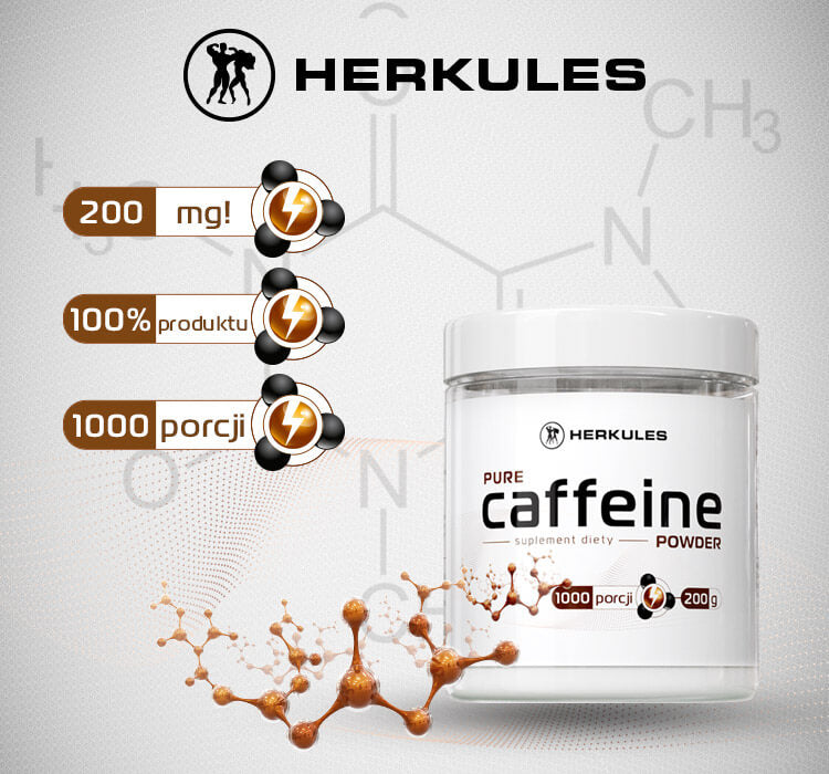 HERKULES Pure Caffeine Powder 200g PURE CAFFEINE POWER STRENGTH NATURAL Packaging status original