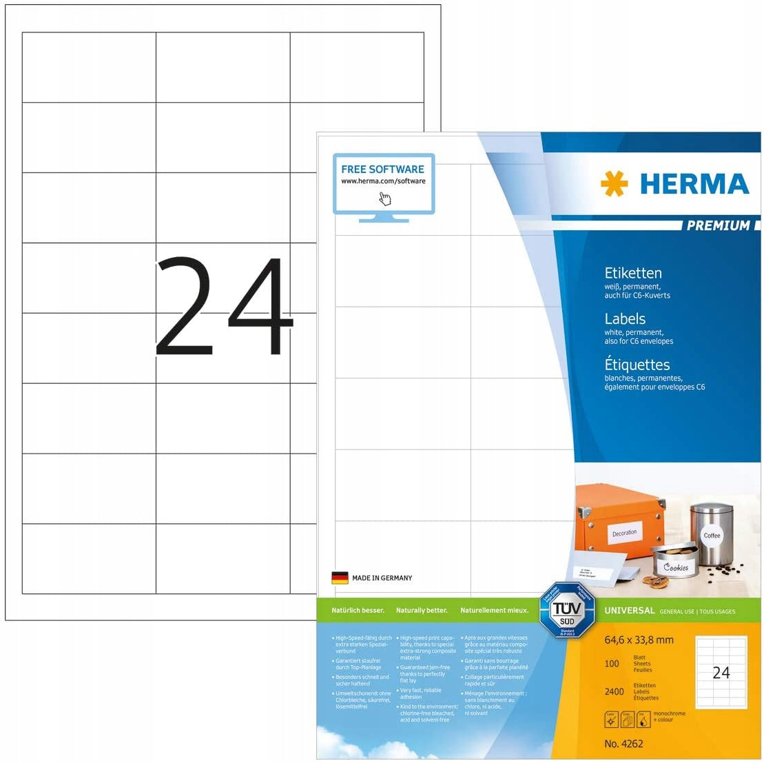 HERMA 4262 Printable Labels White Self Adhesive Printing Labels