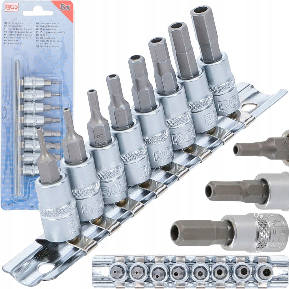 HEX Allen with hole 2-7mm Allen set 8 pcs 1/4' BGS-Germany