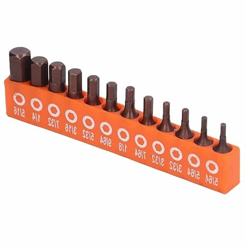 HEX BITS SET OF 12 PCS STEEL S2 SHANK 1/4 INCH PROFESSIONAL