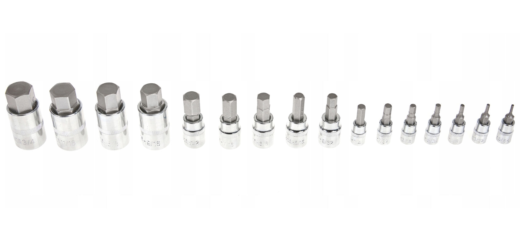 HEX KEY CAPS ALLEN INCH METRIC SET 32 ELEMENTS 1/4 3/8 1/2 Key type socket