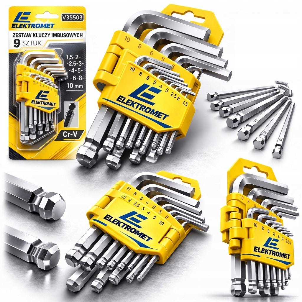 HEX LONG ALLEN WRENCHES ALLEN 1,5-10 SET 9PCS WITH HEX BALL