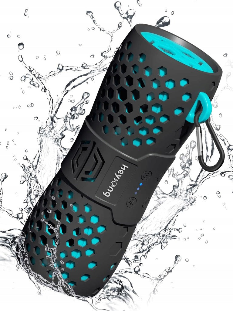 HEYSONG IPX7 Portable Bluetooth Speaker Black-Blue HIT!