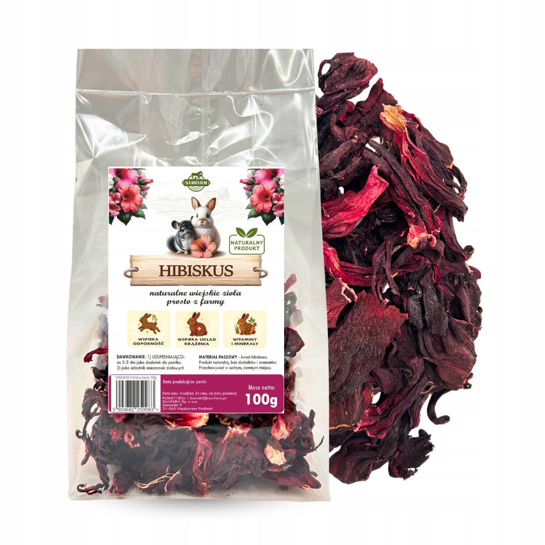 HIBISKUS flower 100g for rabbit and rodent - SAMFARM herbs for rabbit