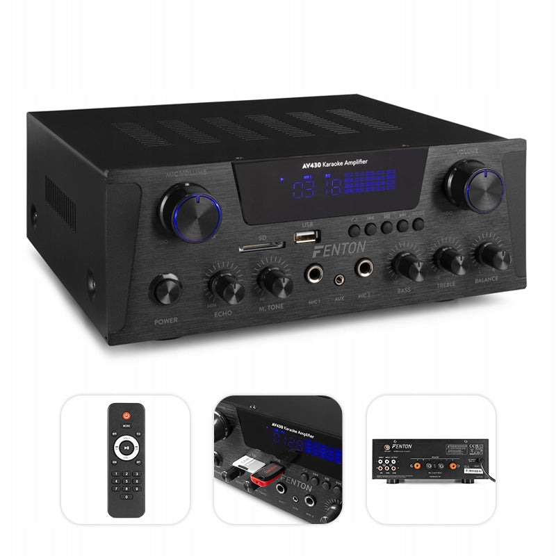 HIFI 2x300W USB SD BT Karaoke Amplifier High Power