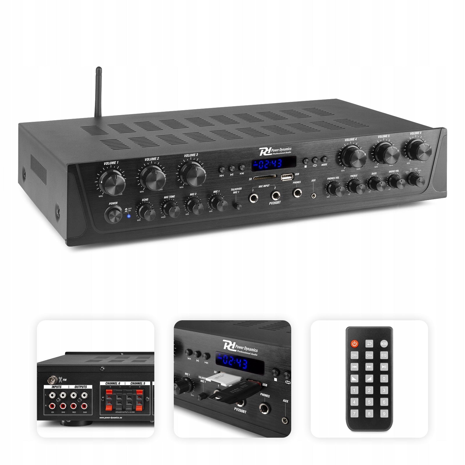 HIFI 6-Zone Amplifier 600W BT USB SD FM PILOT