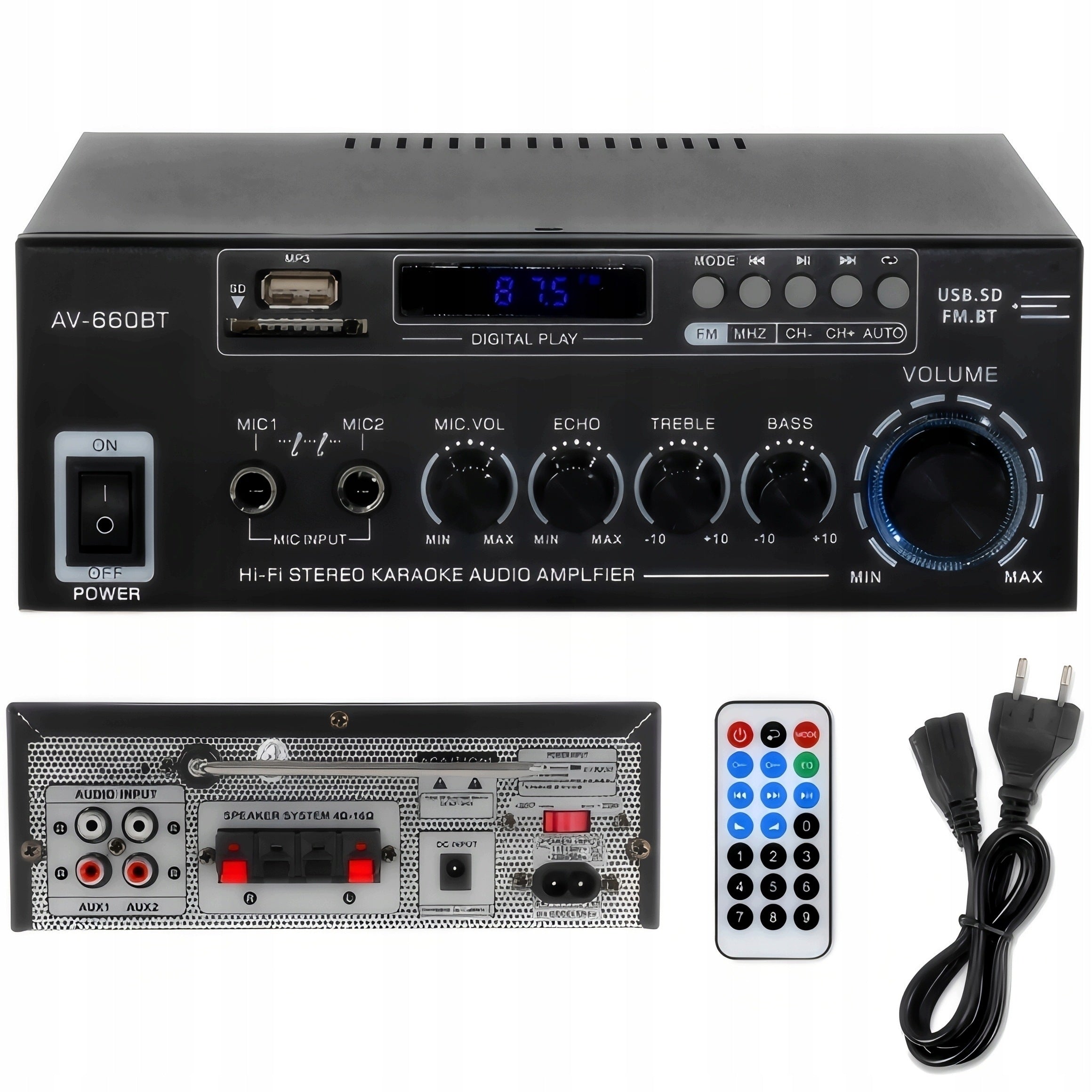 HIFI STEREO AMPLIFIER 3000W BLUETOOTH 5.0 MINI AUDIO PLAYER Model FHYTBTY1258