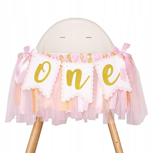 HIGH CHAIR BANNER FOR 1ST BIRTHDAY PINK for kids for birthday