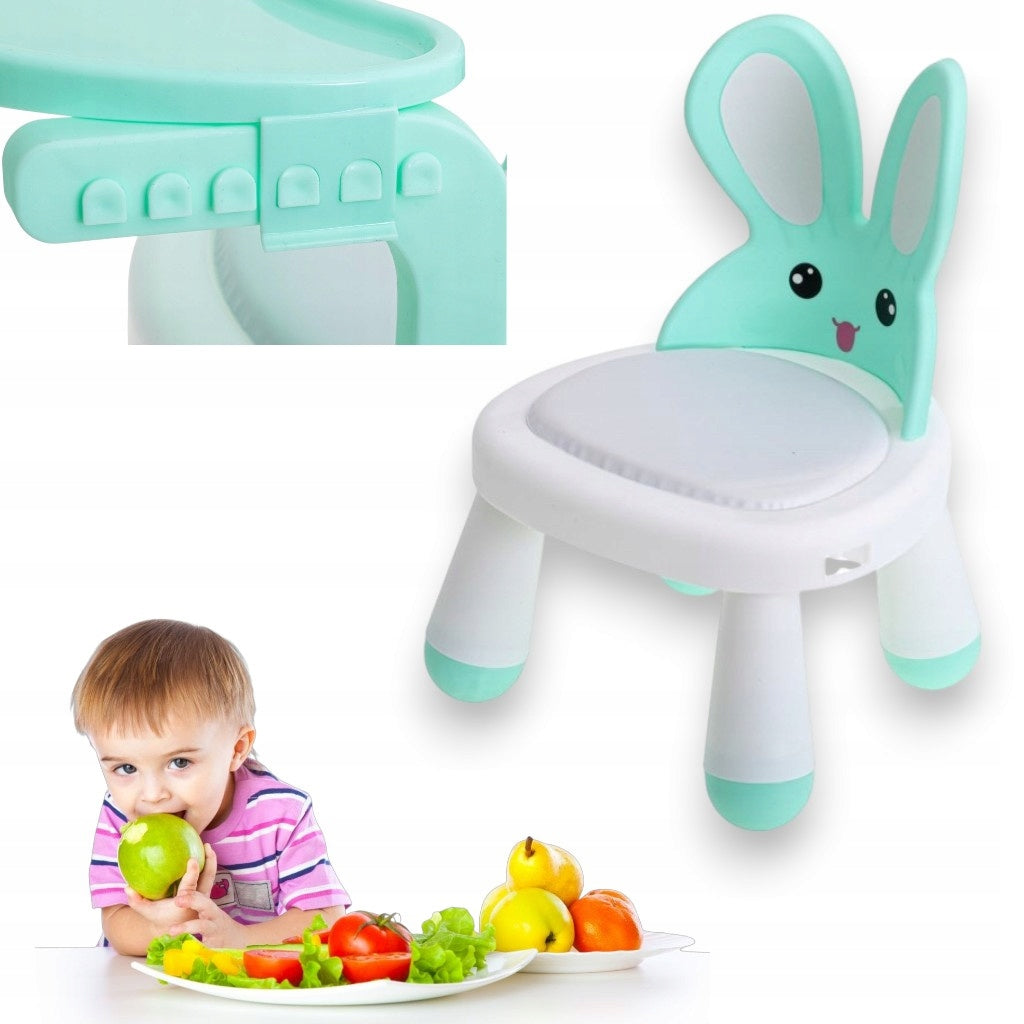HIGH CHAIR TABLE FOR FEEDING AND PLAYING FOR CHILDREN MINT RABBIT