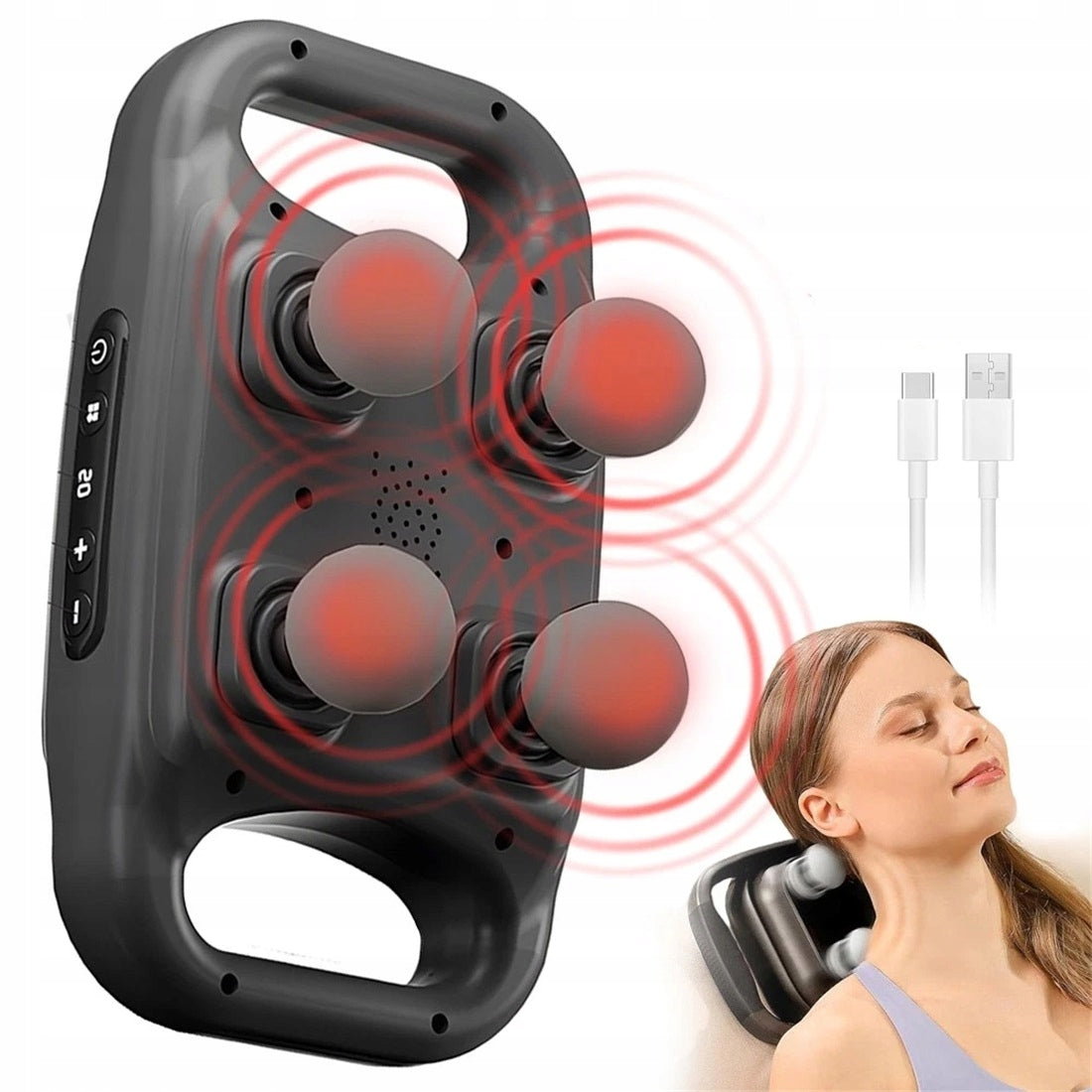 HIGH FREQUENCY MASSAGER WITH 4 HEADS FOR THIGHS, CALVES AND NECK