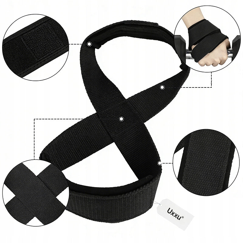HIGH-QUALITY DEADLIFT AND EXERCISE STRAPS FOR IMPROVED GRIP 2 PCS Total length 58.5 cm