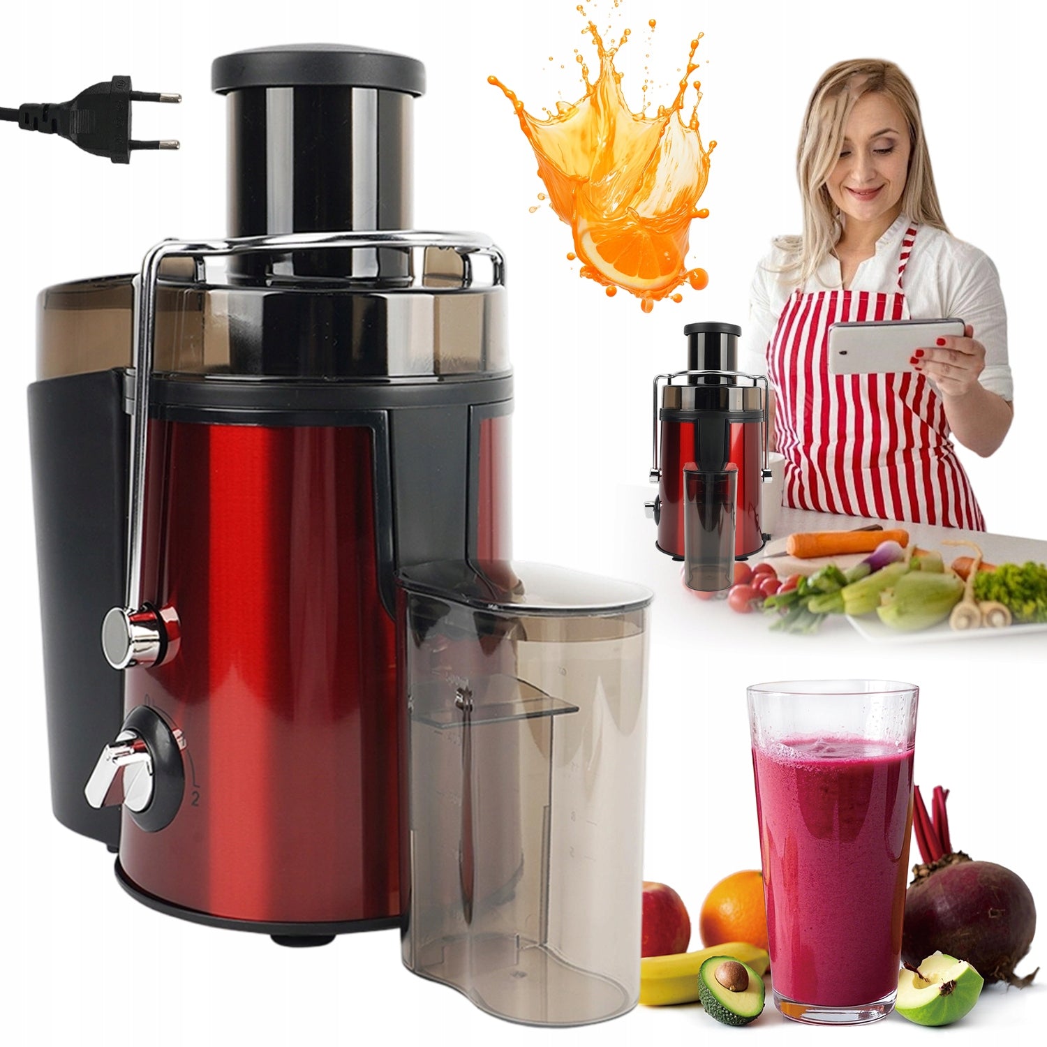 HIGH SPEED FRUIT VEGETABLE JUICER 1000W STRONG WITH 3 SPEED LEVELS Packaging status original