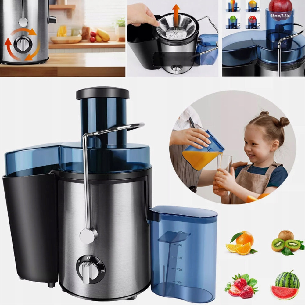 HIGH SPEED JUICER FOR JUICES AND VEGETABLES 1000 W AND CAPACITY 500 ML Dominant color black