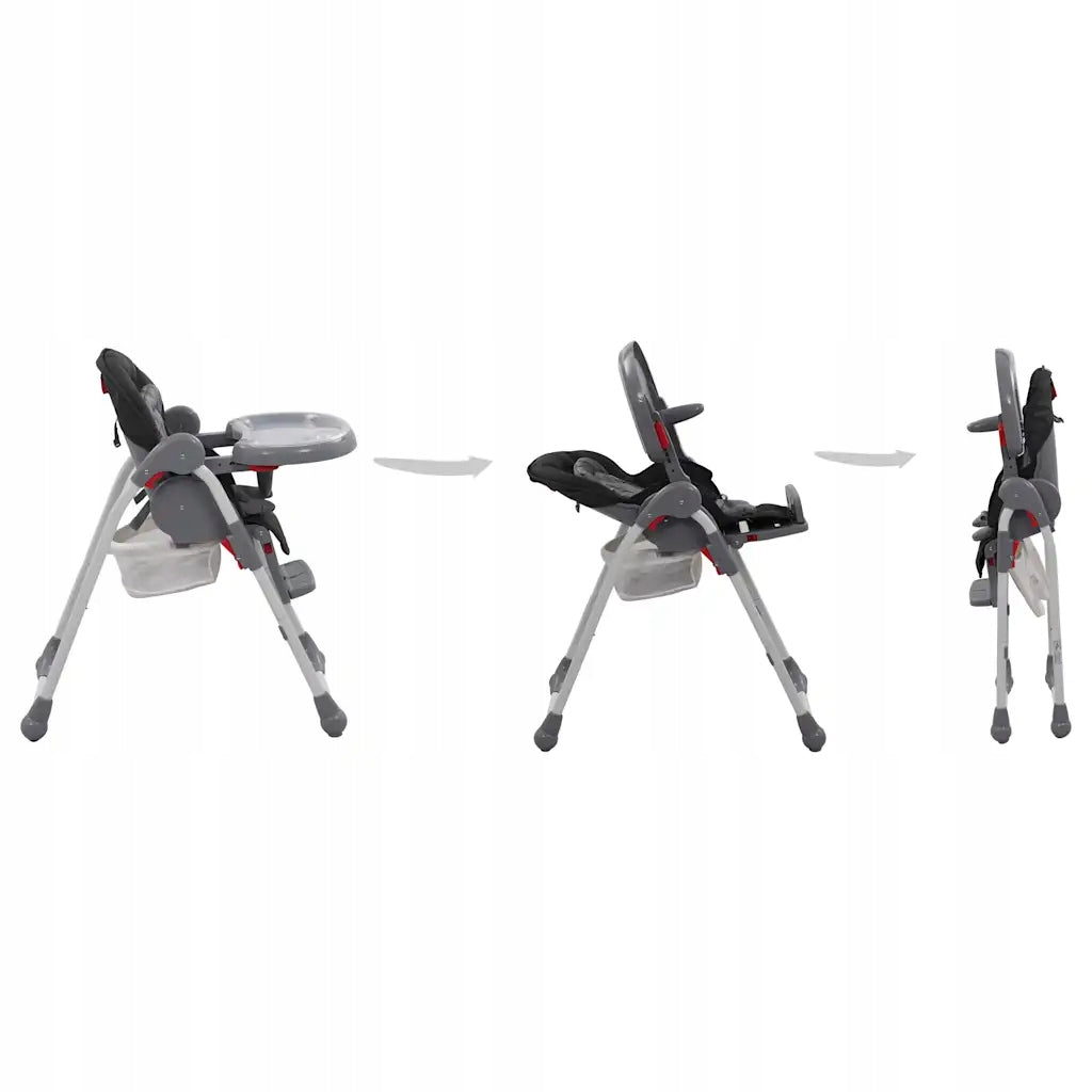 HIGHCHAIR Adjustable Folding Grey 5 Belts 3 Positions 15 kg Color black
