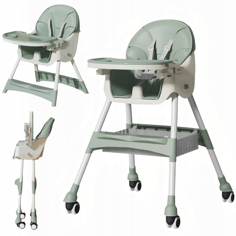 HIGHCHAIR FEEDING CHILD SEAT STRAPS TRAY WHEELS FOOTREST