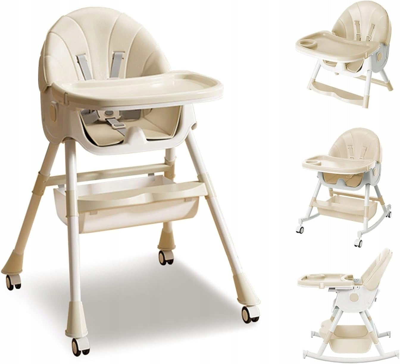 HIGHCHAIR FOLDING ADJUSTABLE 4IN1 BEIGE LEATHER