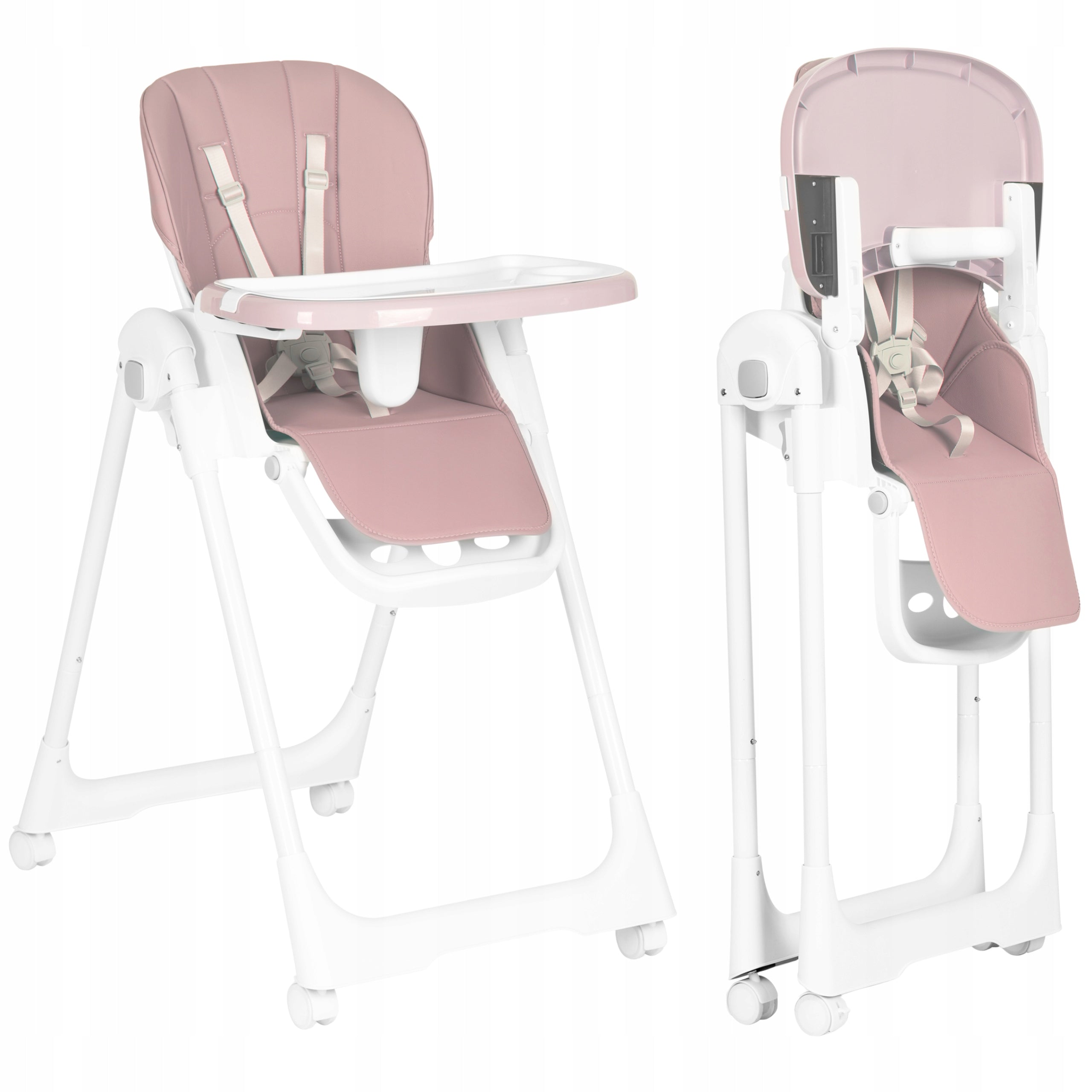 HIGHCHAIR FOR CHILDREN HEIGHT ADJUSTMENT FAUX LEATHER BELTS