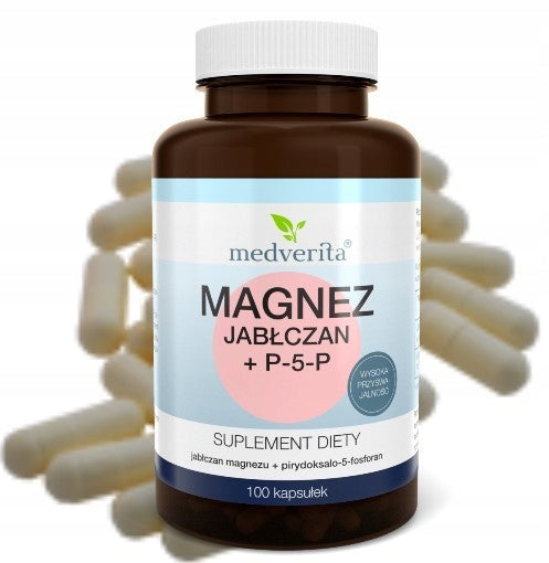 HIGHLY DIGESTIBLE MAGNESIUM MALATE Magnesium + P-5-P MEDVERITA 100 KAPS.