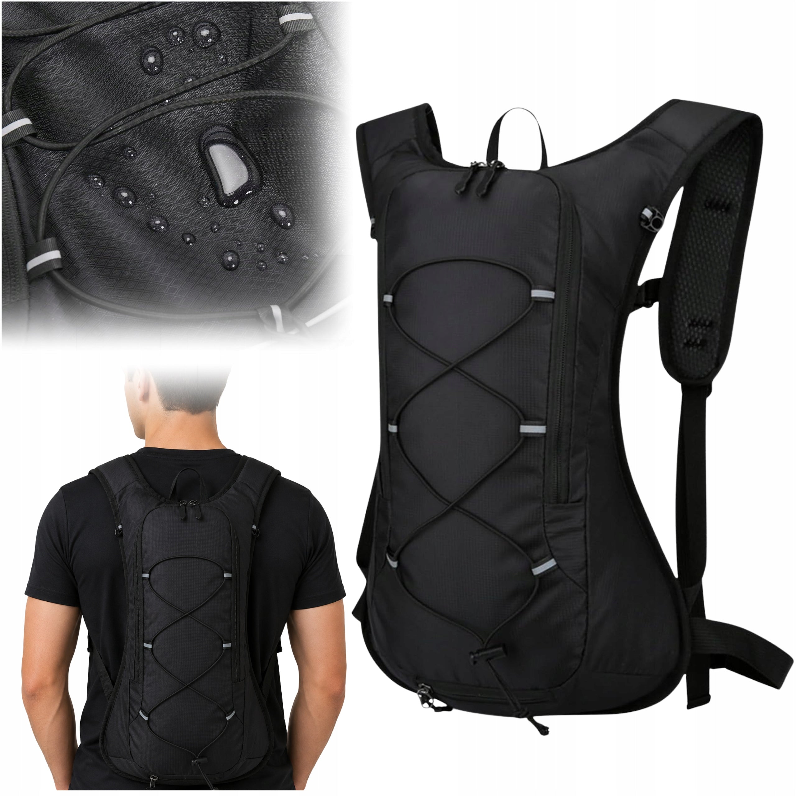 HIKING BACKPACK LIGHT PROFILED BLACK WATERPROOF 12,5L