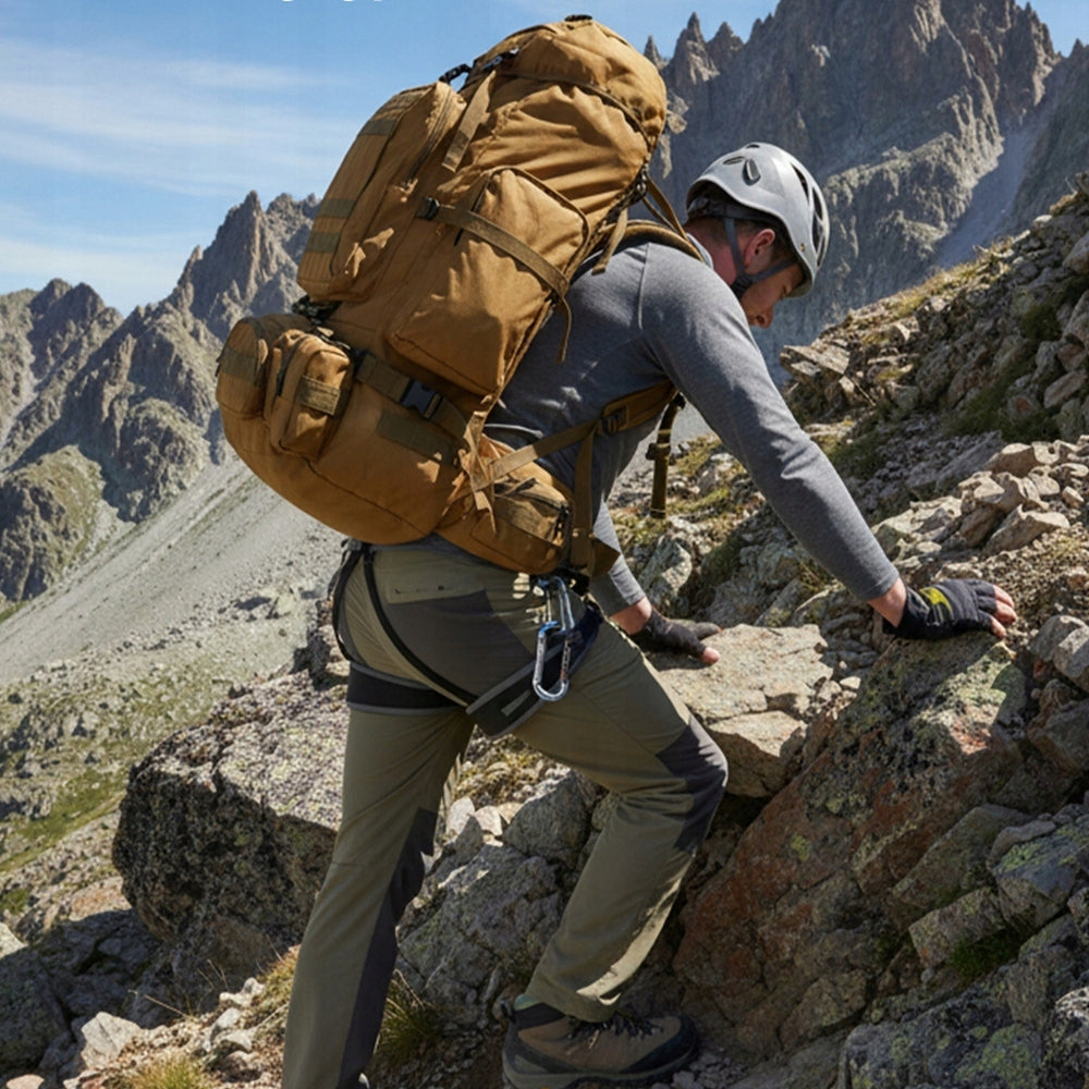 HIKING BACKPACK TREKKING WATERPROOF STRONG LARGE 100L FOR TRIPS Dominant material fabric