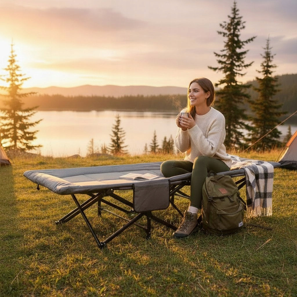 HIKING BED 190x68cm FOLDING COMFORTABLE FIELD COUCH CANADA GOLIAT Packaging status original