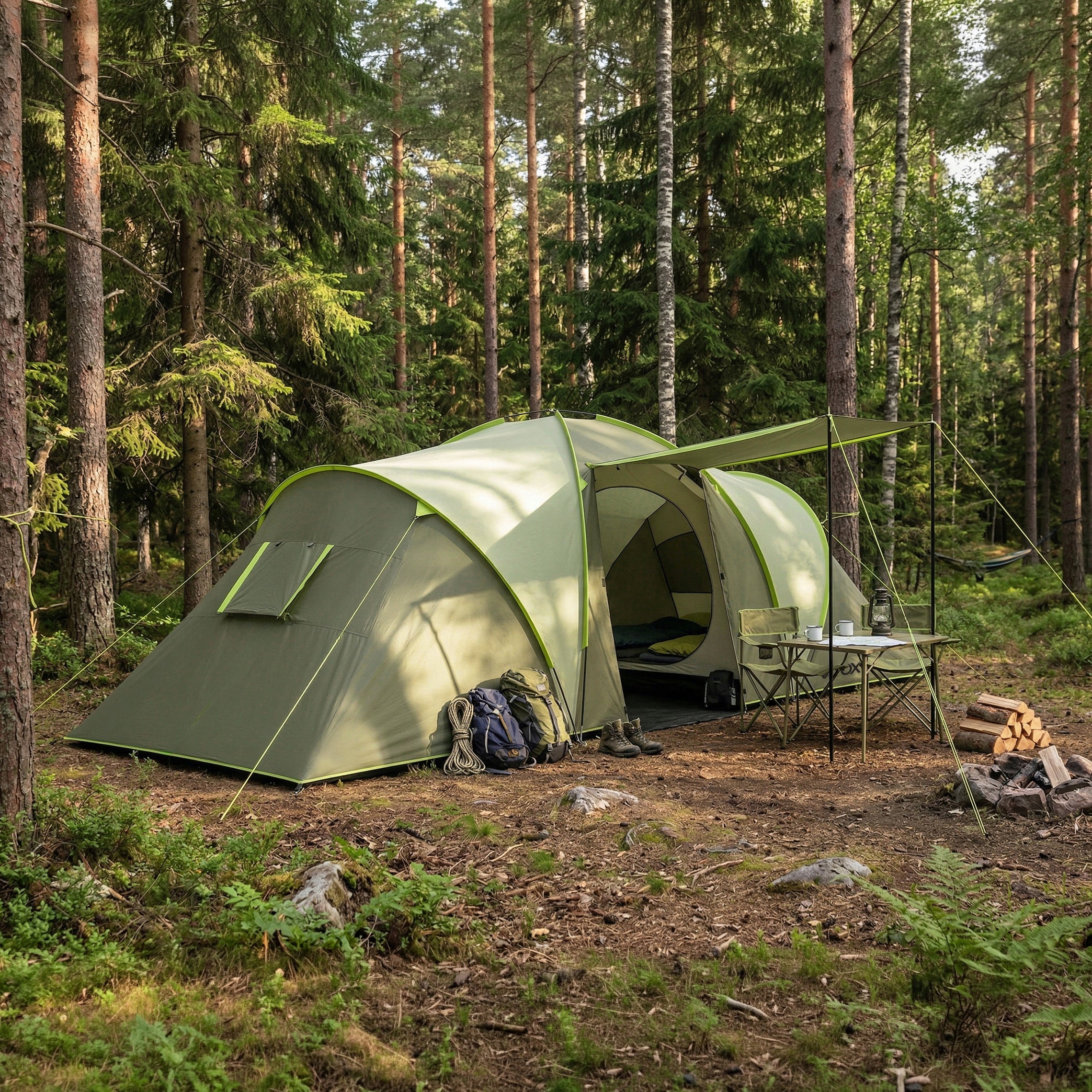 HIKING CAMPING TENT 6 PERSONS WATERPROOF FAMILY BEDROOM VAYOX Packaging status original