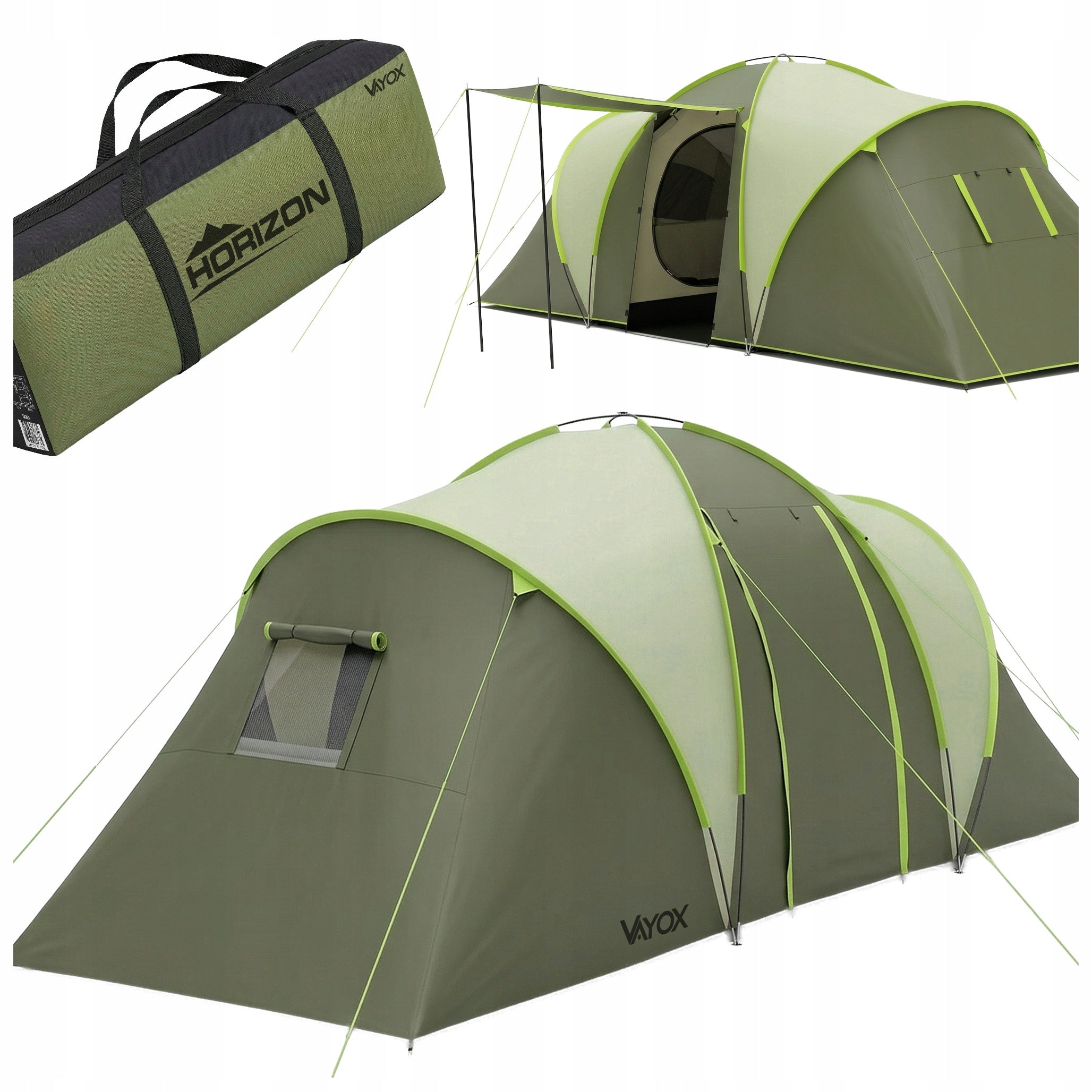 HIKING CAMPING TENT 6 PERSONS WATERPROOF FAMILY BEDROOM VAYOX
