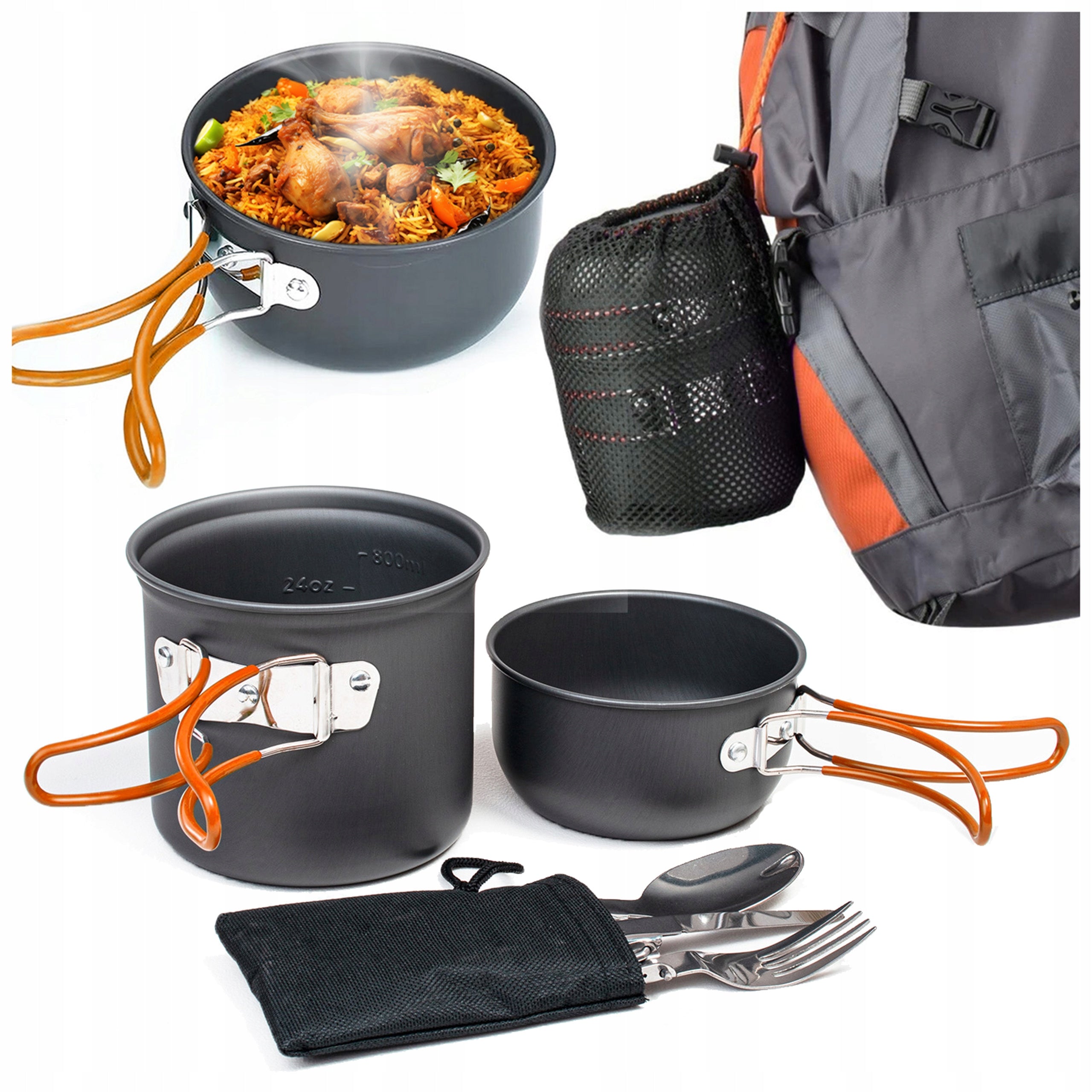 HIKING DISHES FOLDING CUTLERY POT SET FOR CAMPING